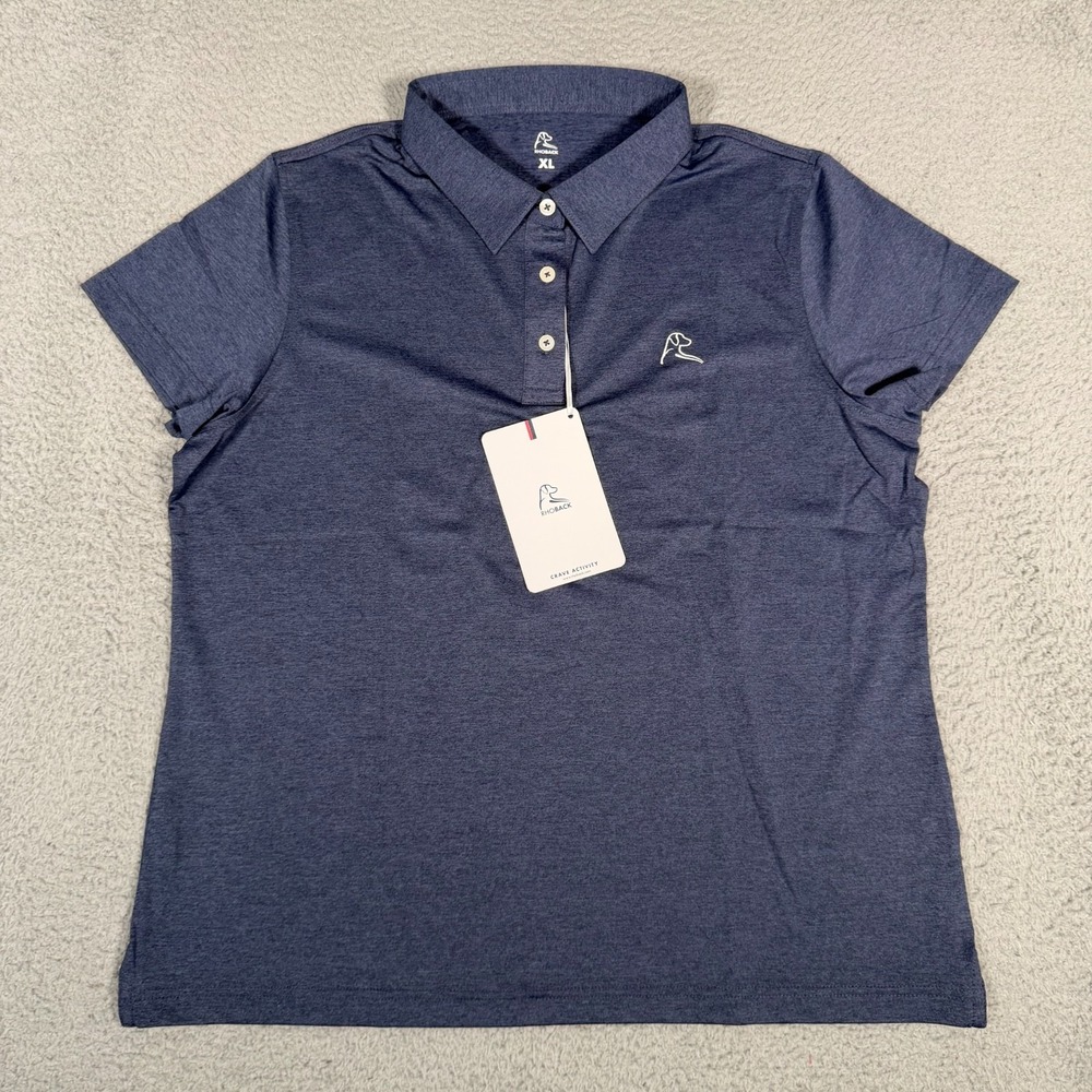 Rhoback Polo Shirt Womens XL Annapolis Blue Performance Golf Stretch Logo New